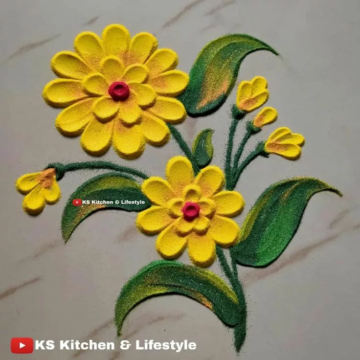 Floral Karwa Chauth Rangoli Designs