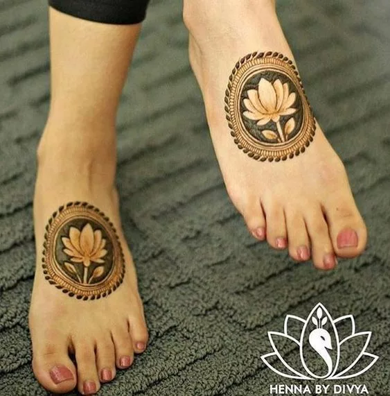 Lotus Leg Mehndi Design