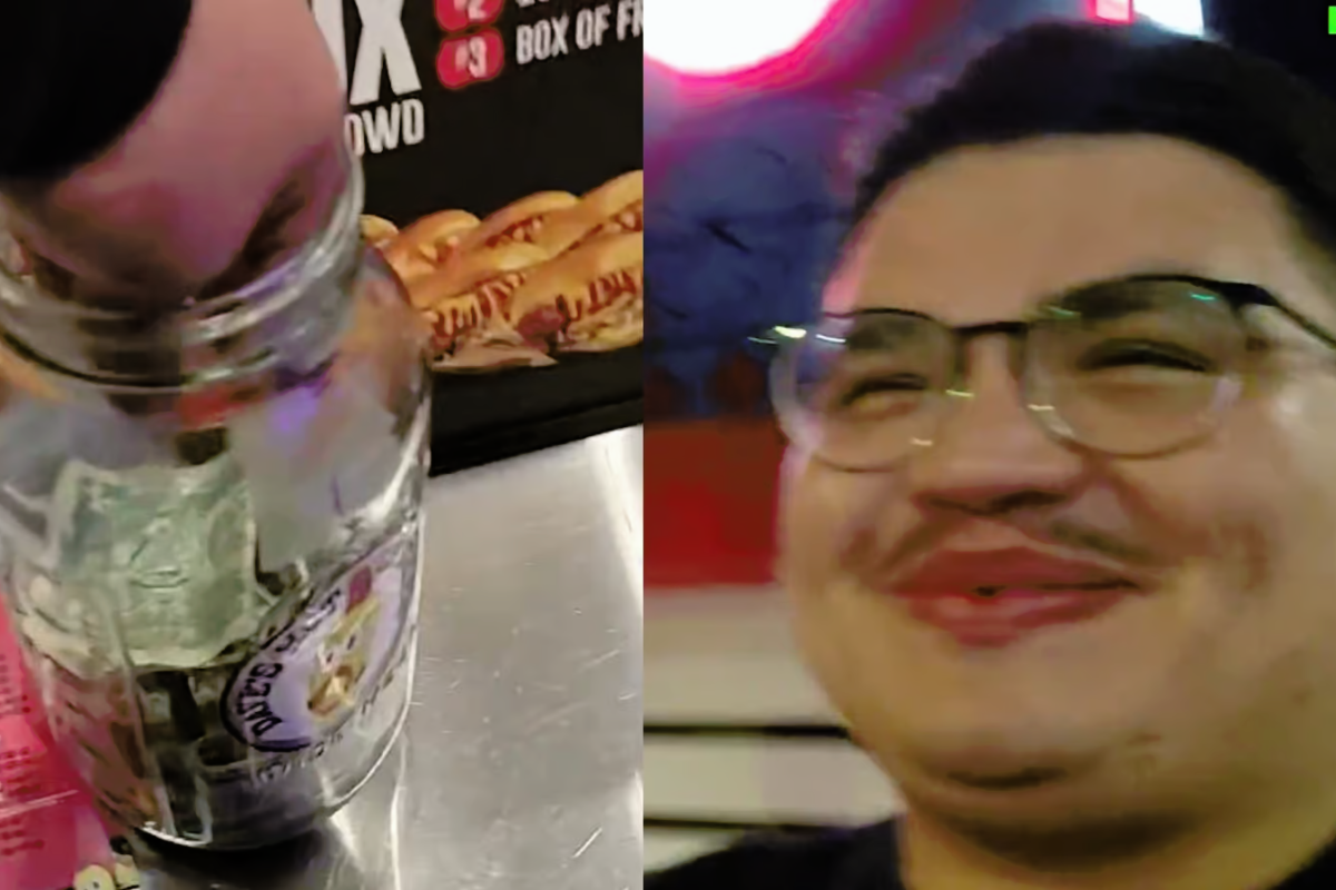 Watch a video of Sweatergxd, a Kick streamer stealing money from the restaurant tip jar goes viral on the internet