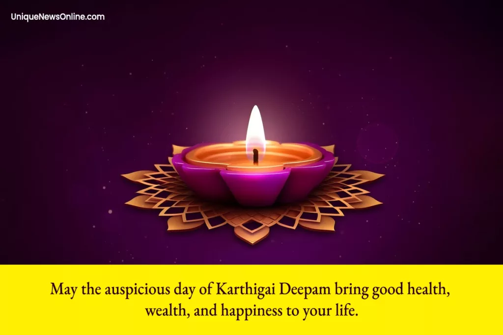 "As you celebrate the festival of lights, may the glow of Karthigai Deepam brighten your home and heart. Have a joyful and blessed celebration!"