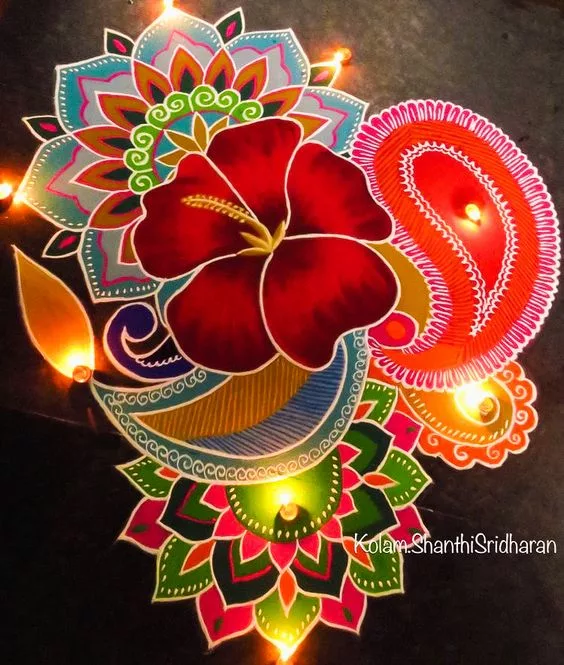 Floral Dhanteras Rangoli Design