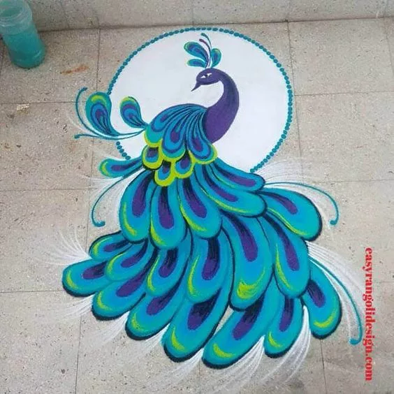 Peacock Dhanteras Rangoli Design