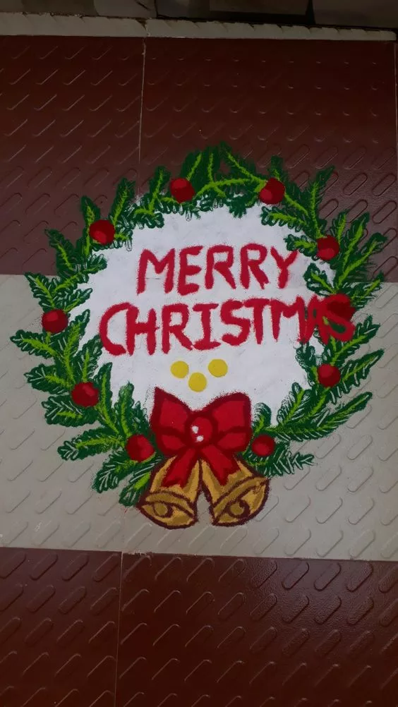 Greetings Merry Christmas Rangoli