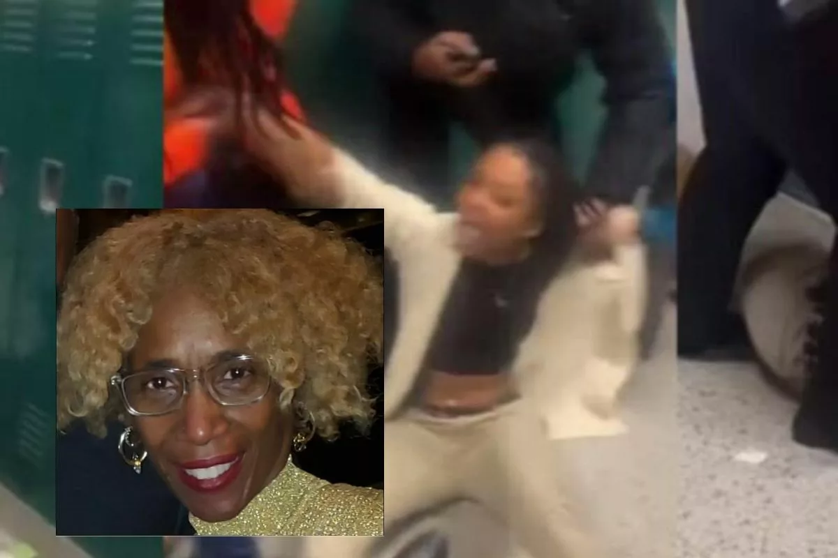 A video of Normandy High School St Louis Missouri teacher Sheryl Rogers getting beaten by students goes viral on social media 