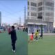 Kartik Aaryan plays football with school kids during shooting break