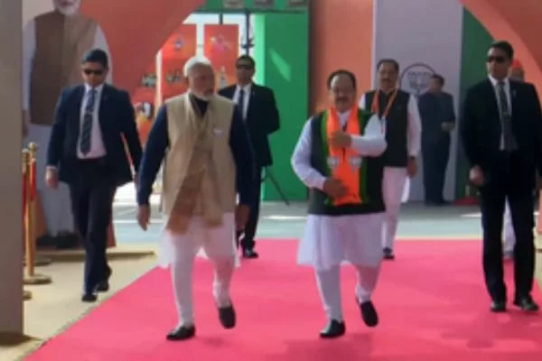 PM Modi reaches Bharat Mandapam
