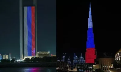 Watch Dubai's Burj Khalifa Illuminates In Russian Flag After Moscow Terrorist Attack