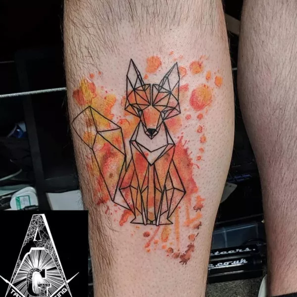 Elaborate Origami Fox Tattoo