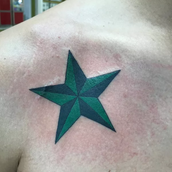 green Nautical Star Tattoo Designs