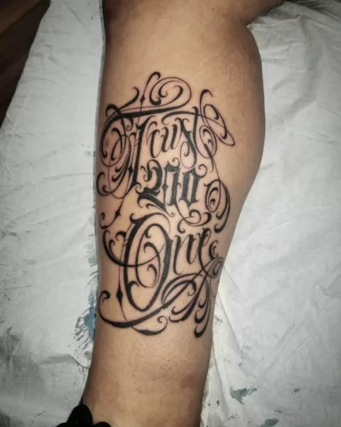 Calf Trust No One Tattoo Design