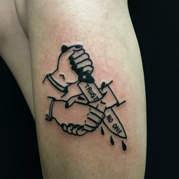 Knife Trust No One Tattoo Design