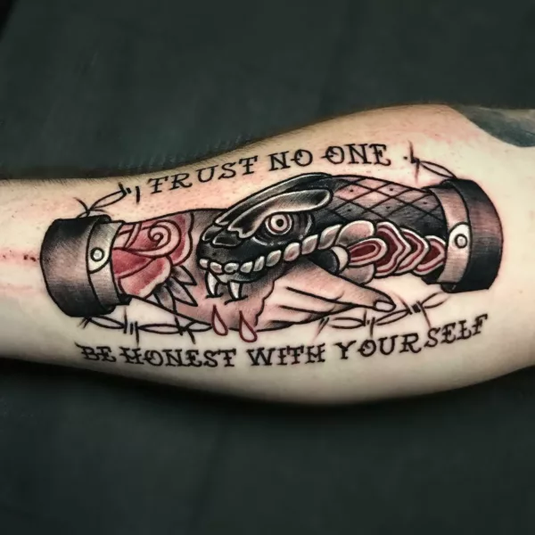 Quote Trust No One Tattoo Design