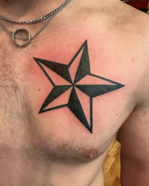 Chest Nautical Star Tattoo Designs