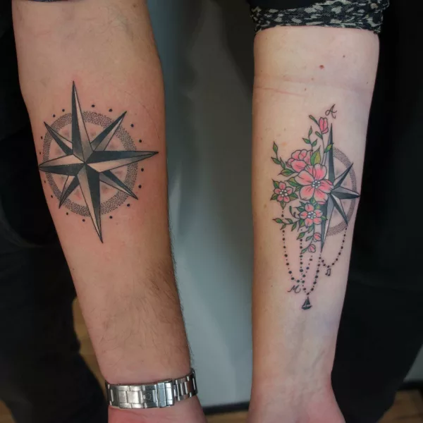 Couple Nautical Star Tattoo Designs
