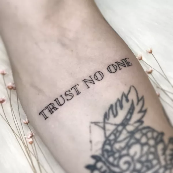 Simple Trust No One Tattoo Design