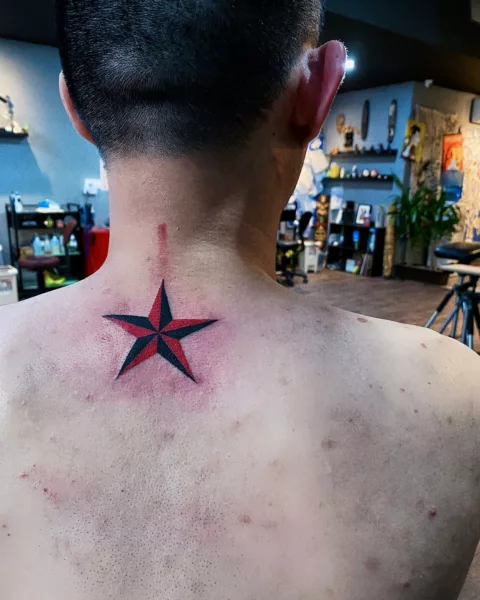 Neck Nautical Star Tattoo Designs