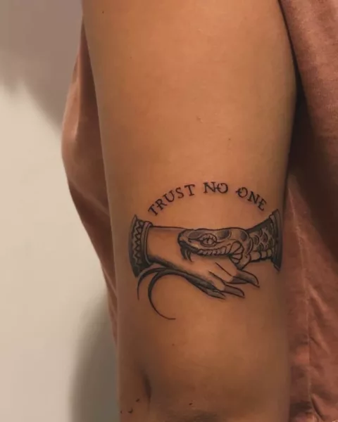 Elbow Trust No One Tattoo Design