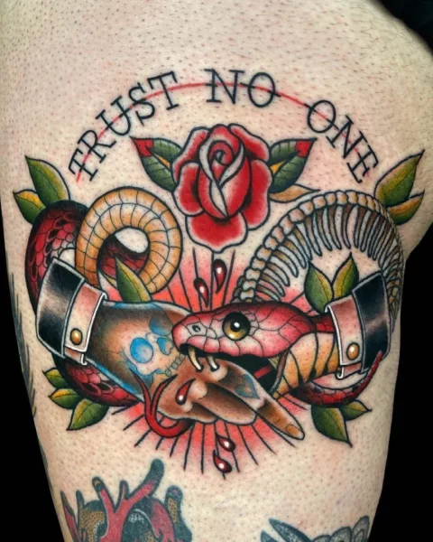 Hand Trust No One Tattoo Design