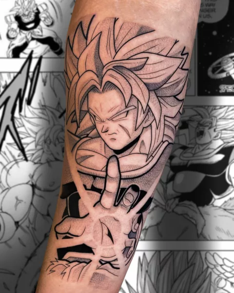 Black and White Goku Tattoo