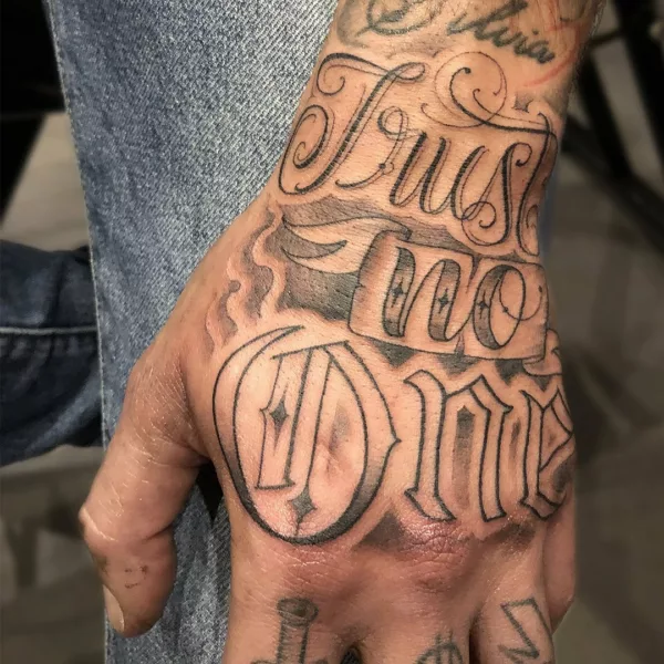 Wrist Trust No One Tattoo Design