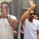 Ajay Devgn greets fans with a namaste outside his residence in Mumbai on 55th b'day