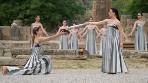 Flame for the Olympic Games Paris 2024 lit in a symbolic ceremony in Ancient Olympia